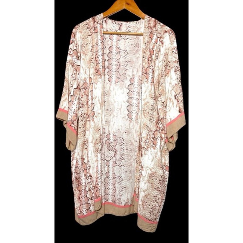Kimono Boho‎ Soft Cardigan Pink Multi Color Hippie OS Beach Lightweight One Size